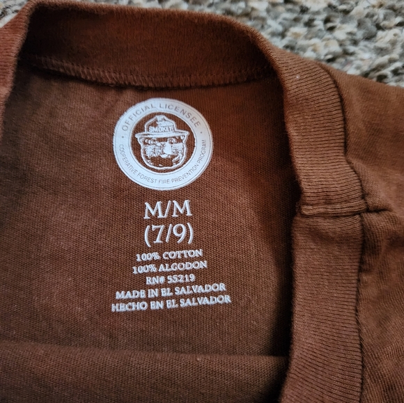 Smokey Bear Prevent Wildfires Graphic Tee T-Shirt Brown Medium - Picture 3 of 7